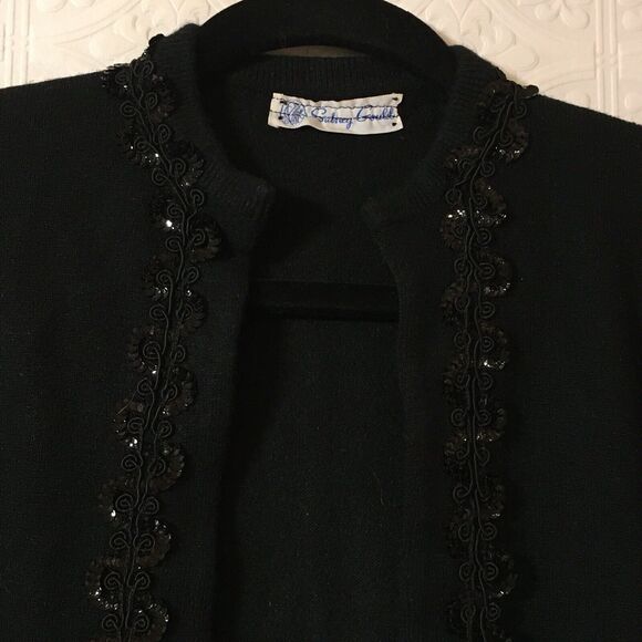 Sidney Gould Size Medium Cashmere Sweater Black Women's  bling - Picture 8 of 9